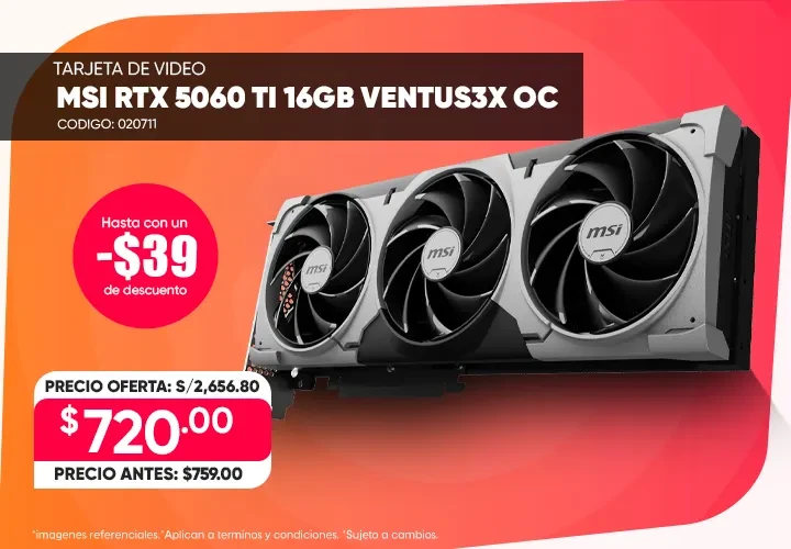 Msi Rtx 5060 Ti 16gb Ventus3x Oc