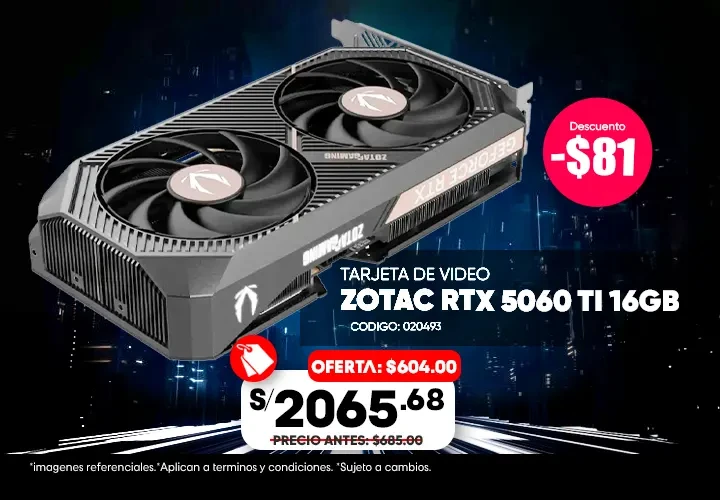 Tarjeta De Video Zotac Geforce Rtx 5060 Ti 16gb