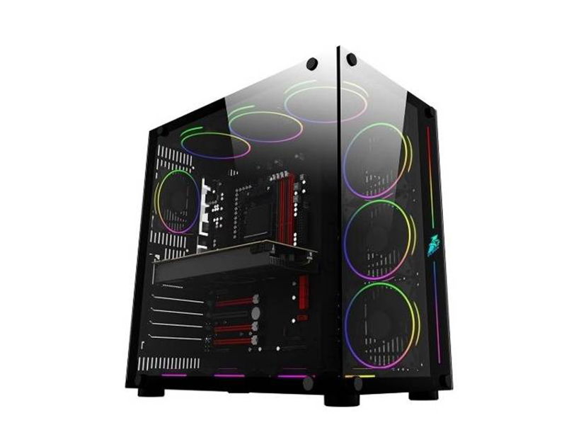 CASE 1STPLAYER STEAMPUNK SP8 ( SP8 ) S/ FUENTE | 2 PANEL VIDRIO | LED -RGB