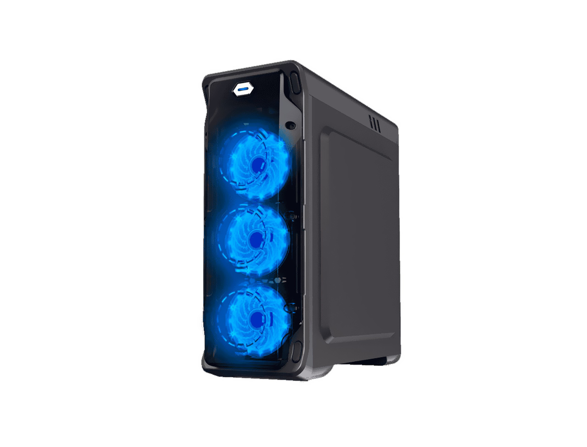 CASE GAMEMAX ( KINGLIGHT BLUE ) 550W | NEGRO | 2 PANEL ACRILICO | LED- AZUL