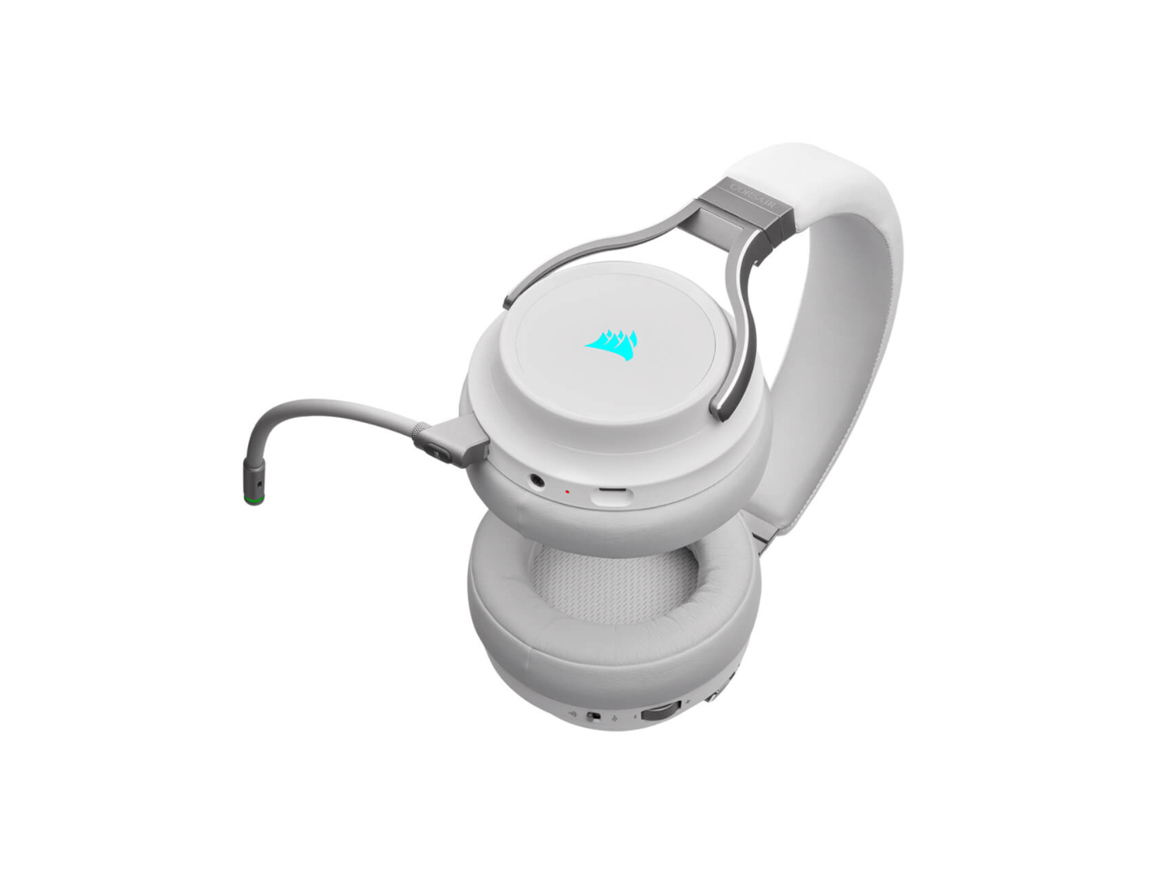 AURICULAR INALAMBRICO CORSAIR VIRTUOSO RGB GAMING, BLANCO, CON MICROFONO, CONTROL DE VOLUMEN, ALMOHADILLAS SUAVES, (CA-9011186-NA)