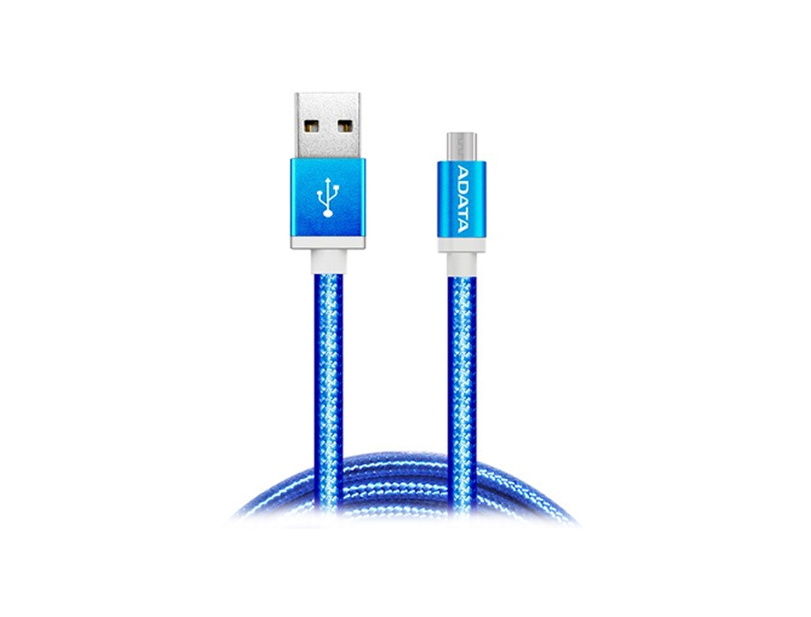 CABLE DE PUERTO USB MACHO -- A -- PUERTO MINI USB MACHO, ADATA, VELOCIDAD DE TRANSFERENCIA 480 MBIT/S, 1 METRO, COLOR AZUL (AMUCAL-100CMK-CBL)