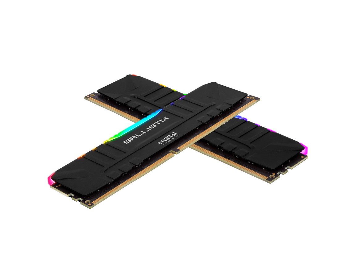 MEMORIA  RAM CRUCIAL DDR4 16GB (2X8), FRECUENCIA 3200 MHZ, BALLISTIX RGB LED, PARA PC DE ESCRITORIO (BL2K8G32C16U4BL)