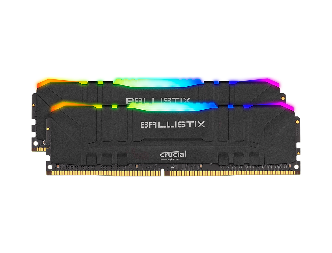MEMORIA  RAM CRUCIAL DDR4 16GB (2X8), FRECUENCIA 3200 MHZ, BALLISTIX RGB LED, PARA PC DE ESCRITORIO (BL2K8G32C16U4BL)