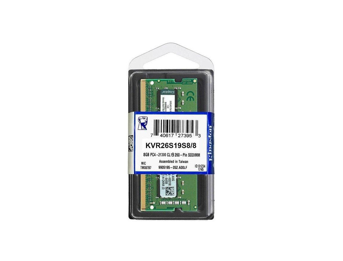 MEMORIA PARA LAPTOP SODIMM KINGSTON DDR4 8GB, FRECUENCIA 2666 MHZ (KVR26S19S8/8)