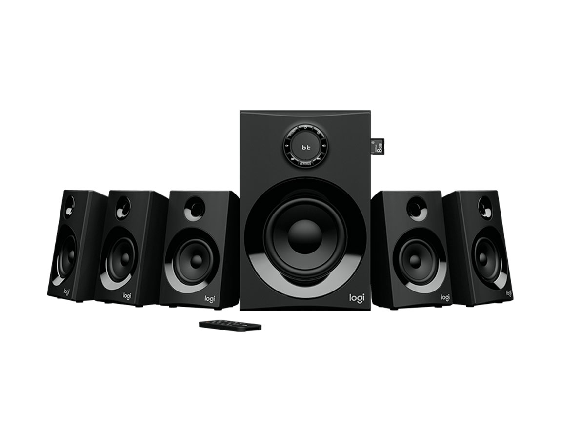 SUBWOOFER LOGITECH 5.1 Z607, BLUETOOTH 4.2, ADMITE TARJETAS SDHC HASTA 32GB, FM+USB+SD+BT & CONTROL, 160 WATTS, COLOR NEGRO (980-001315)