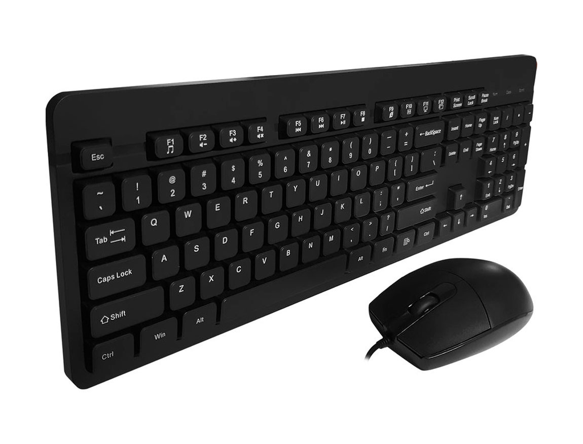 COMBO 2 EN UNO 1STPLAYER OFFICE KIT KM2, TECLADO + MOUSE 3 BOTONES, CONEXION USB, COLOR NEGRO (KM2)