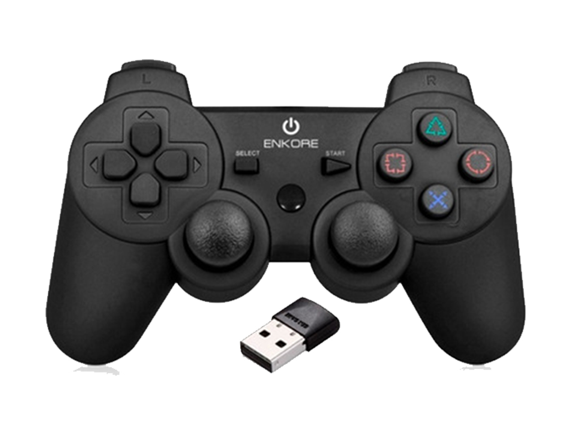 GAMEPAD INALAMBRICO ENKORE ( ENG 1003 PUP W ) NEGRO PS2 USB VIBRADOR