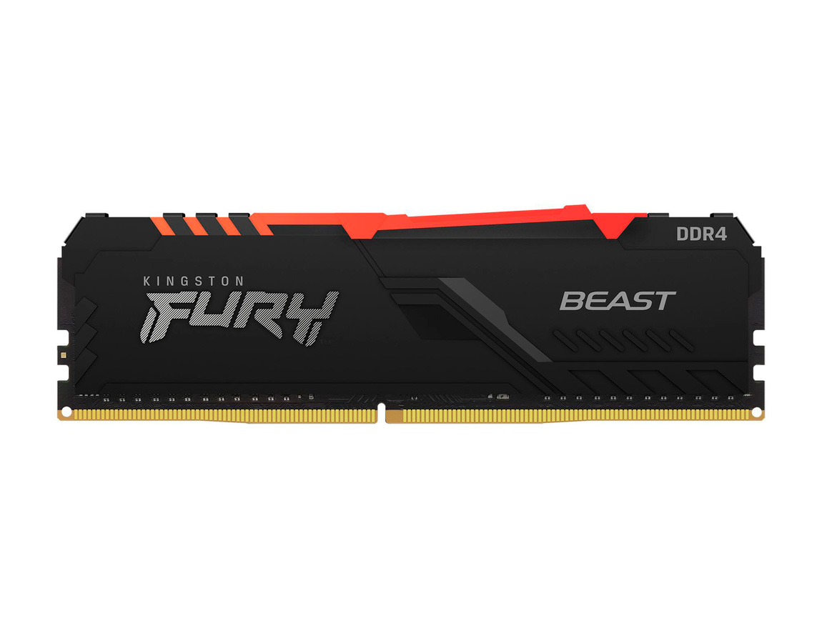 MEMORIA RAM KINGSTON DDR4 8GB, RGB, FRECUENCIA 3600 MHZ, FURY BEAST NEGRO, PARA PC DE ESCRITORIO (KF436C17BBA/8)