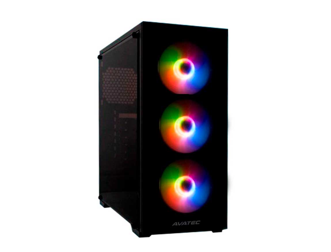 CASE AVATEC ( CCA-4603B ) 450W | 1 PANEL VIDRIO | LED - RGB