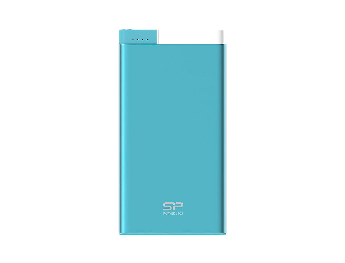 Bateria Sp Power Bank Silicon Power S105 Portable, Puerto Usb, 1 Conector Micro-b, Bateria 10000mah, Color Azul Claro (sp10kmapbk105p0b)