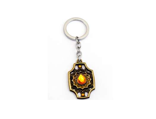 LLAVERO DOTA SPIRIT YELLOW, COLOR BRONZE, FORMA DE ESCUDOCON CON DIAMANTE INCRUSTADO, 2 MOD (SPIRIT YELLOW)