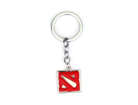 Llavero Dota Logo Gold, Color Rojo De Bordes Dorado, Forma Cuadrara, 2 Mod ( Dota 2 Logo Gold )