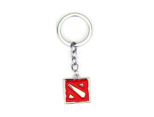 LLAVERO DOTA LOGO GOLD, COLOR ROJO DE BORDES DORADO, FORMA CUADRARA, 2 MOD ( DOTA 2 LOGO GOLD )