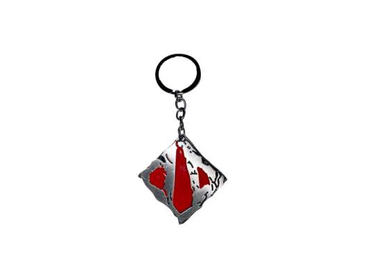 LLAVERO DOTA, COLOR PLATA, FORMA CUADRADO, 2 MOD ( PENDANT RED Y SILVER )