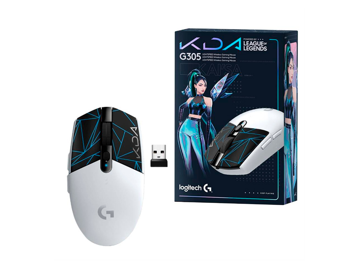 MOUSE INALAMBRICO LOGITECH LIGHTSPEED G305 K/DA GAMING, HASTA 12.000 DPI, CON RECEPTOR USB, DISEÑO ERGONOMICO, 2 BOTONES, WHITE / BLUE (910-006052)