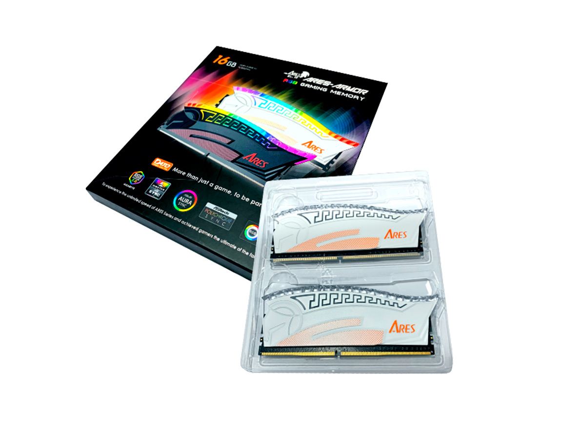 MEMORIA RAM DATO DDR4 16GB (8GBX2), FRECUENCIA 3600 MHZ, AMOR GAMING WHITE CON ILUMINACION LED RGB, PARA PC DE ESCRITORIO (AMRGB8GX216G36W)