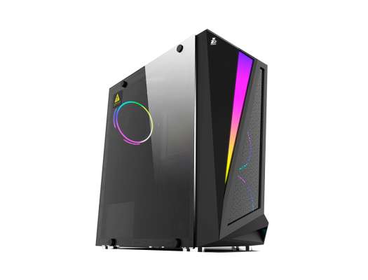 CASE 1STPLAYER RAINBOW R5 ( R5 ) ( ST-ITD-20-30 ) | NEGRO | S/ FUENTE | 1 PANEL VIDRIO | LED -RGB