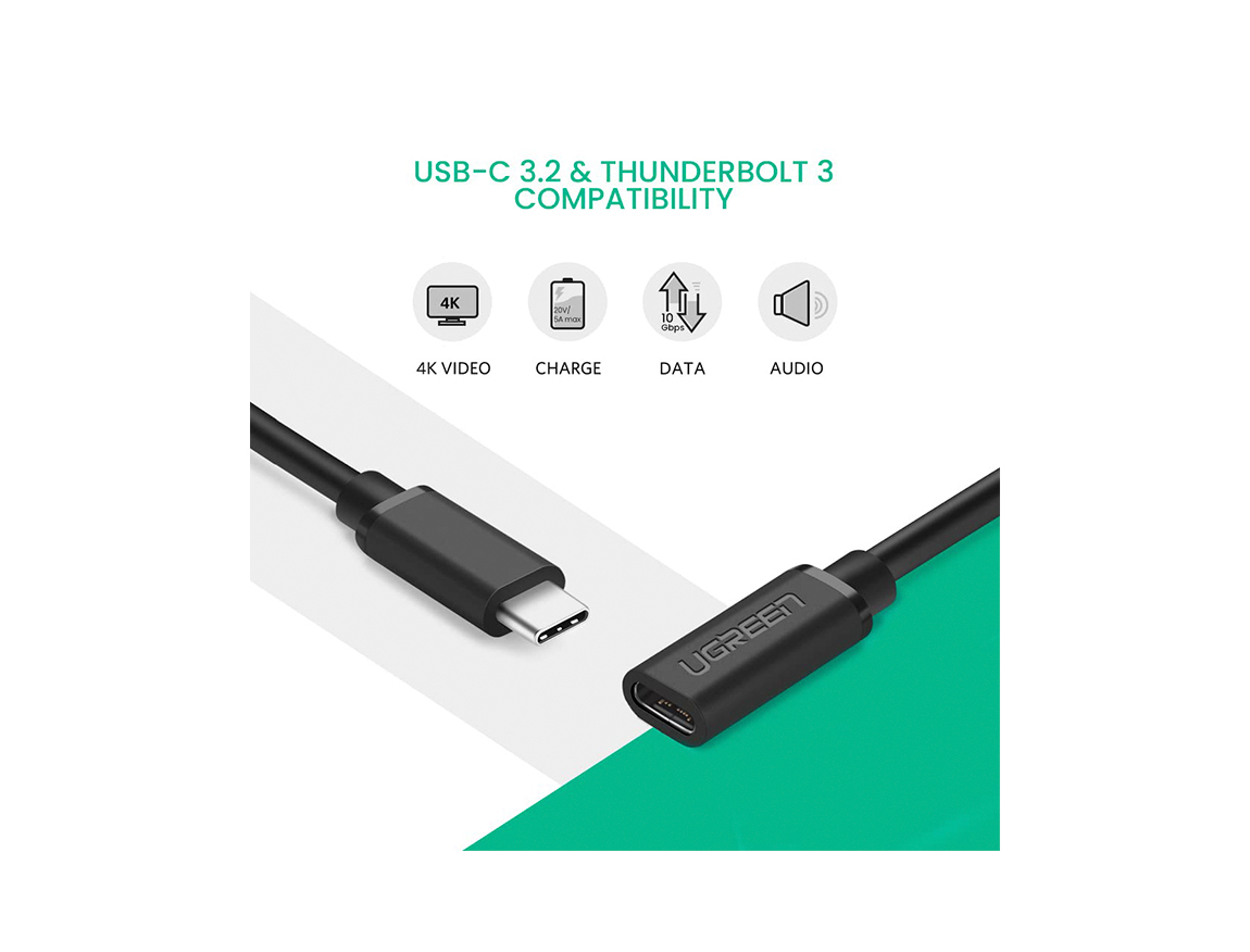 CABLE EXTENSION USB-C UGREEN ( 6957303832057 ) NEGRO | 1 METRO