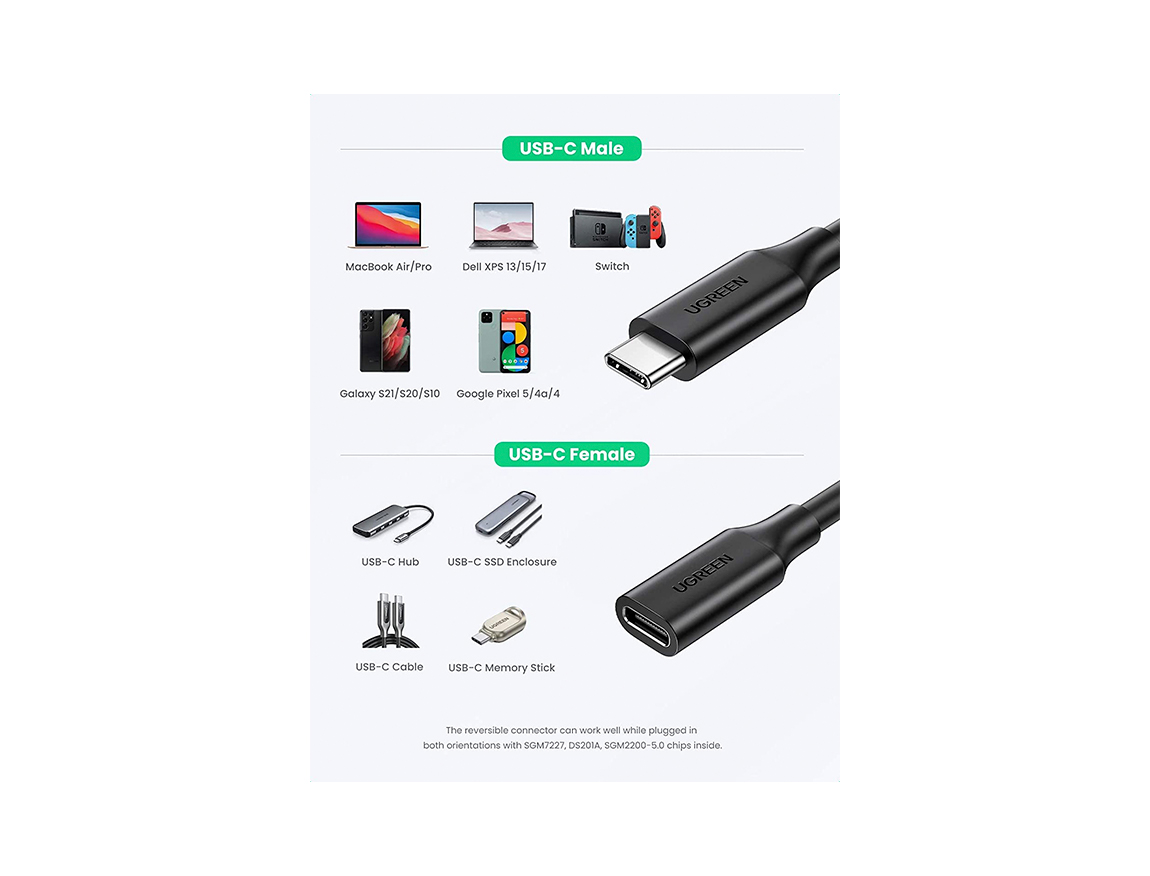 CABLE EXTENSION USB-C UGREEN ( 6957303832057 ) NEGRO | 1 METRO