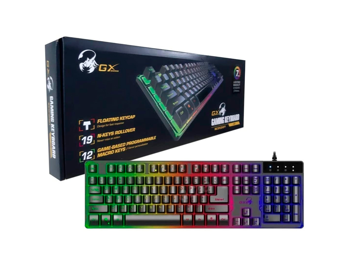 TECLADO GENIUS GX SCORPION K8 ( 31310001401) | GAMING | MEMBRANA SEMI-MECANICO | USB | LED-RGB