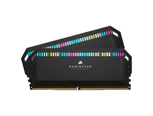 MEMORIA RAM CORSAIR DDR5 32GB (16GBX2), FRECUENCIA 5600MHZ, DOMINATOR PLATINUM BLACK CON ILUMINACION LED RGB, PARA PC DE ESCRITORIO(CMT32GX5M2X5600C36
