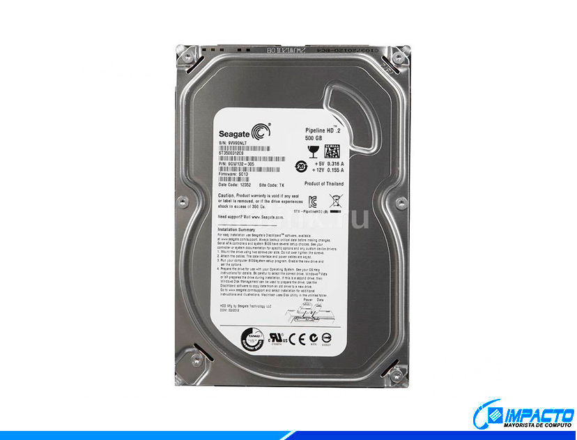 HDD SEAGATE 500GB ( ST3500312CS ) PIPELINE | 8MB | 5900RPM