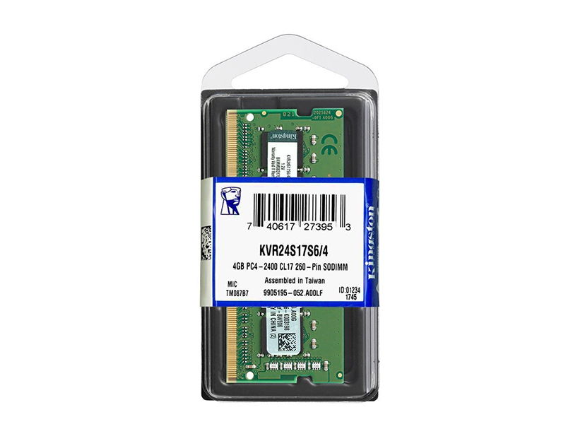 MEMORIA PARA LAPTOP SODIMM KINGSTON DDR4 4GB, FRECUENCIA 2400 MHZ (KVR24S17S6/4)