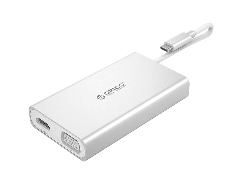 Docking Station Orico De Puertos Type C Hembra -a- Puerto, Hdmi Vga Rj45 Hembra, Multi - Funcion, Color Metal (ads2-sv)
