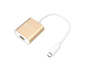 Adaptador De Puerto Tipo C Macho -- A -- Puerto Vga Hembra, Orico, Con Cable De 15 Cmt, Color Dorado, (rch-gd-pro