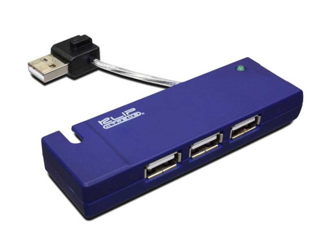 ADAPTADOR HUB DE 3 PUERTOS USB 2.0 HEMBRA -- A -- PUERTO USB 2.0 MACHO, KLIPXTREME, CON LUZ LED DE ENCENDIDO VERDE (KUH-400A)