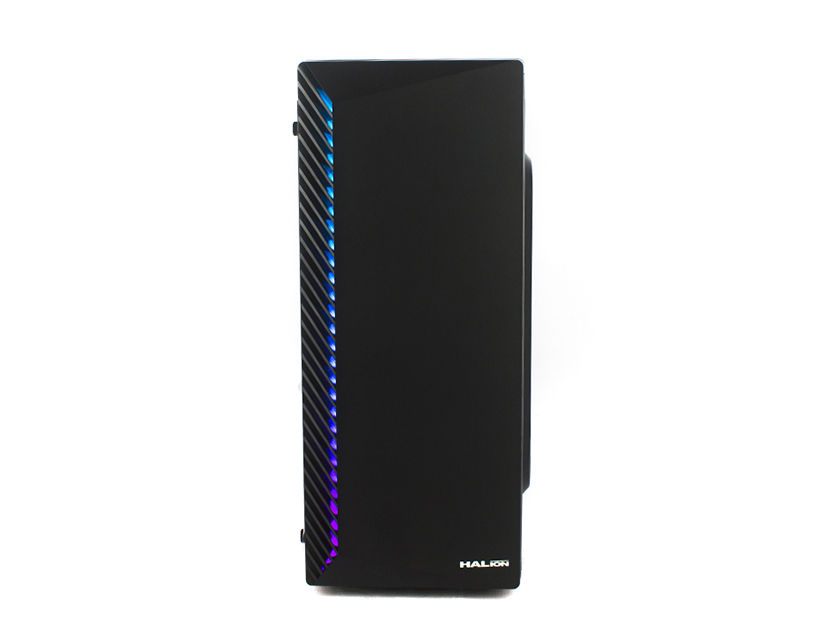 CASE HALION LIGHTING FUENTE 500W, CON PANEL LATERAL DE VIDRIO TEMPLADO, 1 VENTILADOR LED RGB, 3 PUERTOS USB, SALIDA DE AUDIO, COLOR NEGRO (LIGHTNING)