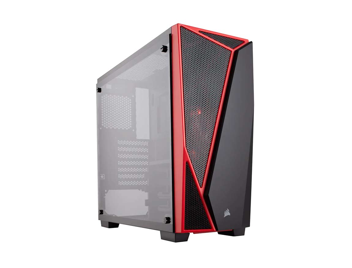 CASE CORSAIR SPEC-04 ( CC-9011117-WW ) S/ FUENTE | NEGRO C/ ROJO | 1 PANEL VIDRI