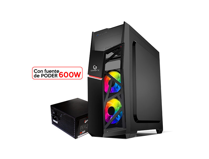 Case Gambyte Vader Argb 600w Negro 1 Panel Vidrio (gtt1205a)