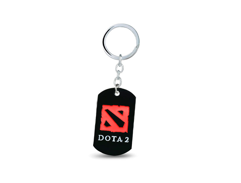 Llavero Dota Logo Black, Color Rojo, Forma Cuadrada 2 Mod (dota 2 Logo Black)