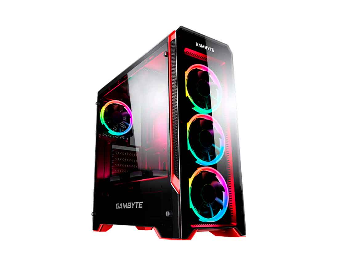 Case Gambyte Vidar S/ Fuente Negro C/ Rojo 1 Panel Acrilico4 Fan 16m Color
