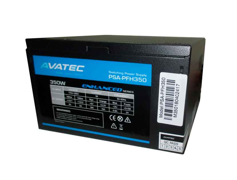 FUENTE DE PODER AVATEC 350W ATX, BASIC NO MODULAR, COLOR NEGRO (PSA-PFH350)
