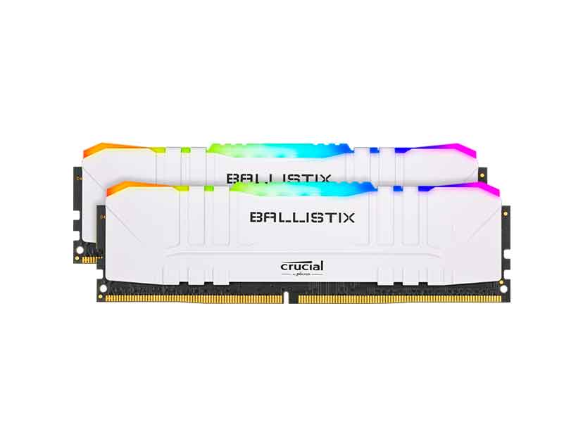 MEMORIA RAM CRUCIAL DDR4 32GB (2X16), FRECUENCIA 3200 MHZ, BALLISTIX BLANCO RGB LERD, PARA PC DE ESCRITORIO ( BL2K16G32C16U4WL )