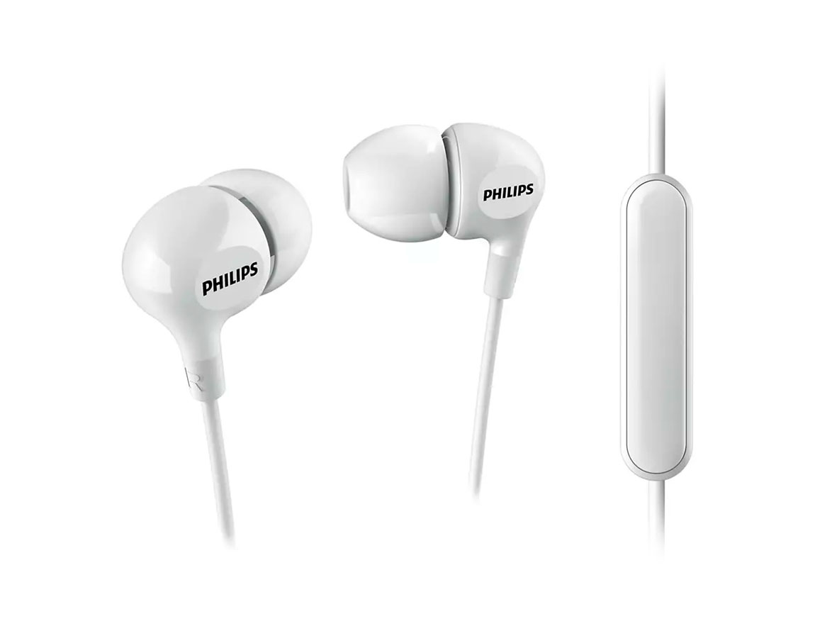 AURICULAR INTRA-AUDITIVO PHILIPS MINI TUNES, CON MICROFONO, CONEXION A CABLE, CONTROL DE VOLUMEN, COLOR BLANCO (TAE1105)