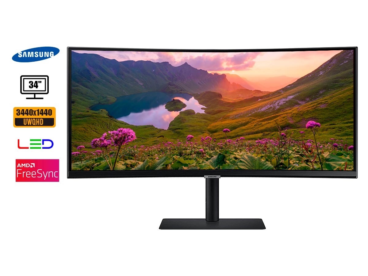 MONITOR SAMSUNG 34 PULGADAS, CURVO ULTRAWIDE LED, PUERTO HDMI DISPLAYPORT,  5MS, 100HZ FREESYNC (LS34A650UXLX)