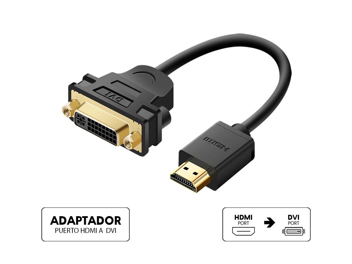 Degenerar solamente Sábana ADAPTADOR DE PUERTO HDMI MACHO -- A -- PUERTO DVI HEMBRA, GENERICO, COLOR  NEGRO (HDMI - A - DVI 24+5)