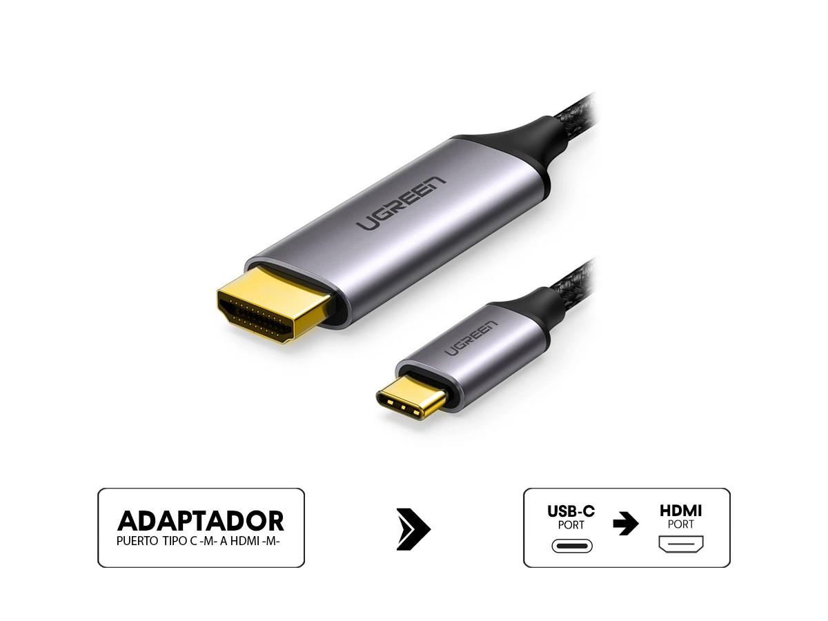 ADAPTADOR DE PUERTO USB TIPO C MACHO -- A -- HDMI HEMBRA, HD UGREEN ,CABLE  DE