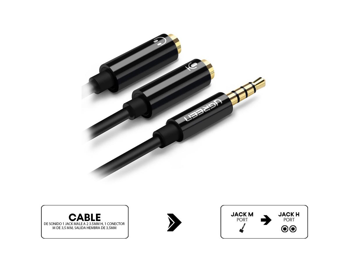 Cable USB (Tipo A) a Jack 3.5mm 4 Contactos 15cm