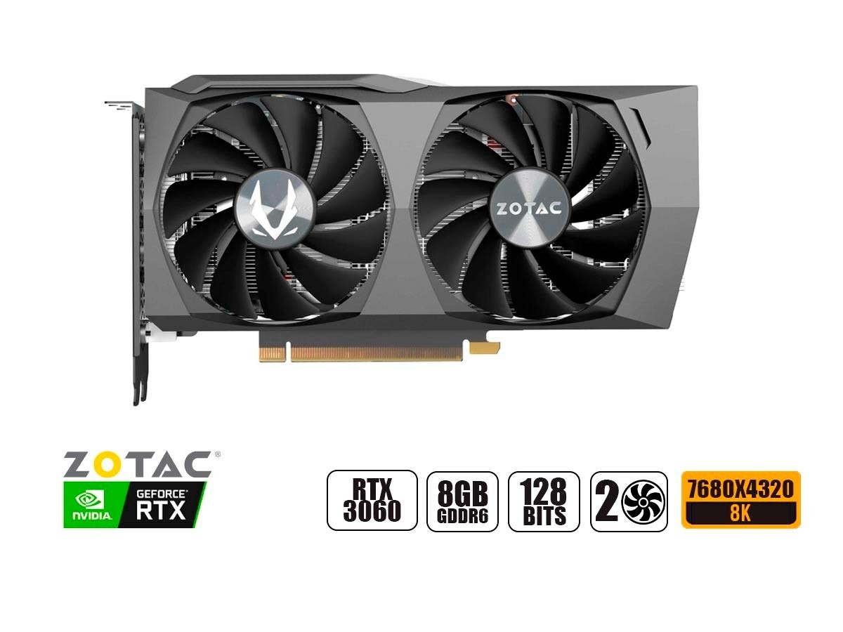 TARJETA DE VIDEO ZOTAC RTX3060 8GB GDDR6 GEFORCE NVIDIA 128 BITS