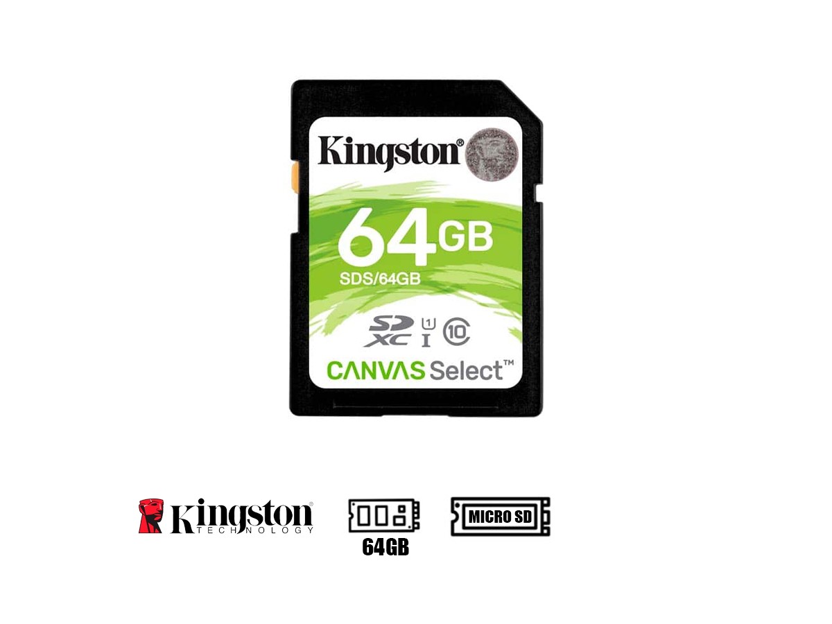 MEMORIA SD KINGSTON 64GB KANVAS, TARJETA SD, PARA PC DE ESCRITORIO, LAPTOP,  DISPOSITIVOS MOVILES, CAMARAS FOTOGRAFICAS (SDS/64GB)