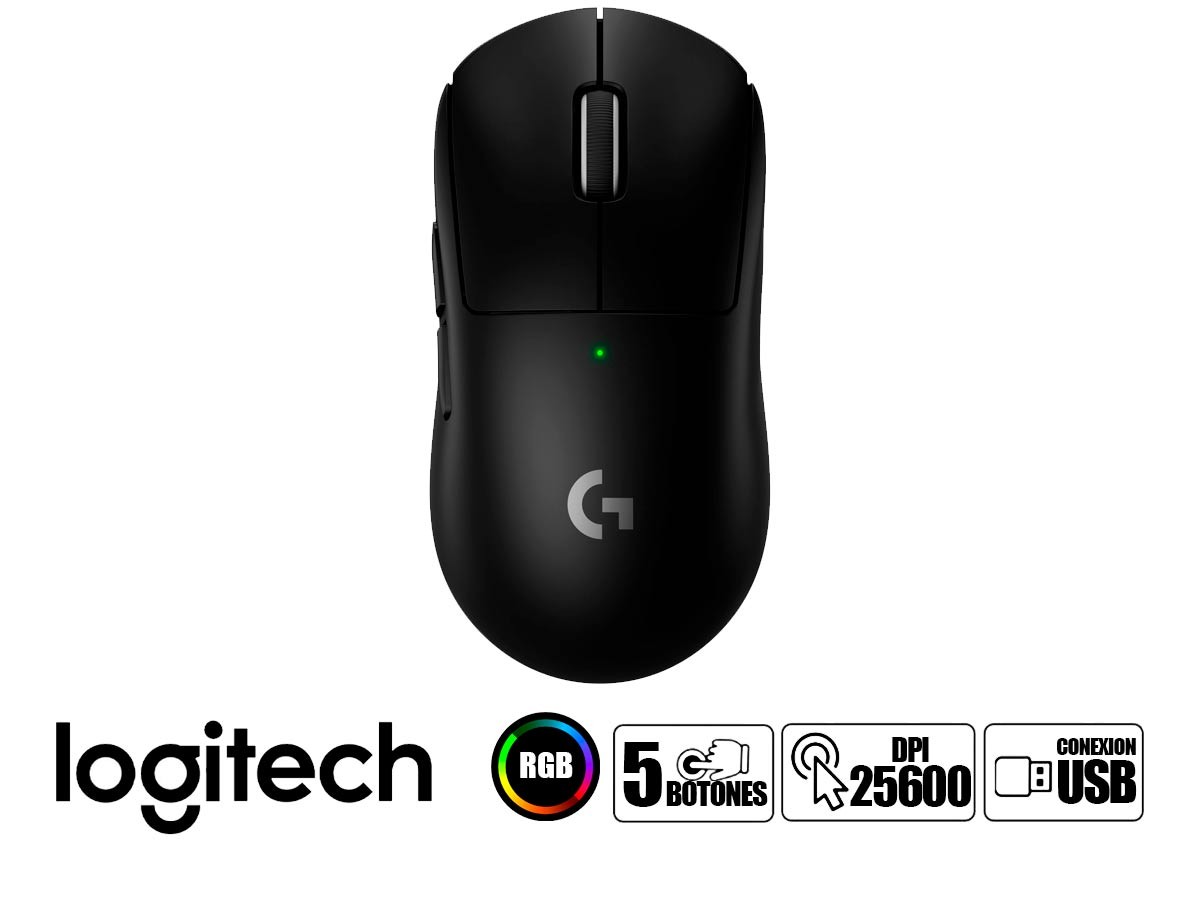 Mouse Inalambrico Logitech G Pro X Gaming Superlight 2 Hasta 25.600 Dpi Negro Con Receptor Usb DiseNo Ergonomico 5 Botones 910 006628