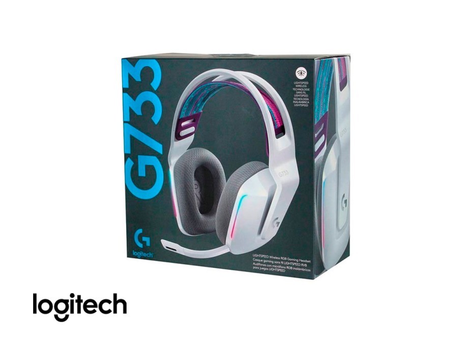 AURICULAR INALAMBRICO LOGITECH LIGHTSPEED RGB G733 GAMING, CON MICROFONO,  CONTROL DE VOLUMEN, ALMOHADILLAS SUAVES, COLOR BLANCO (