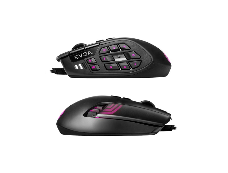 MOUSE EVGA X15 ERGO GAMING, SENSOR HASTA 1600 DPI, ILUMINACION RGB, CON 20 BOTONES, CONEXION USB, COLOR NEGRO  (904-W1-15BK-K3)