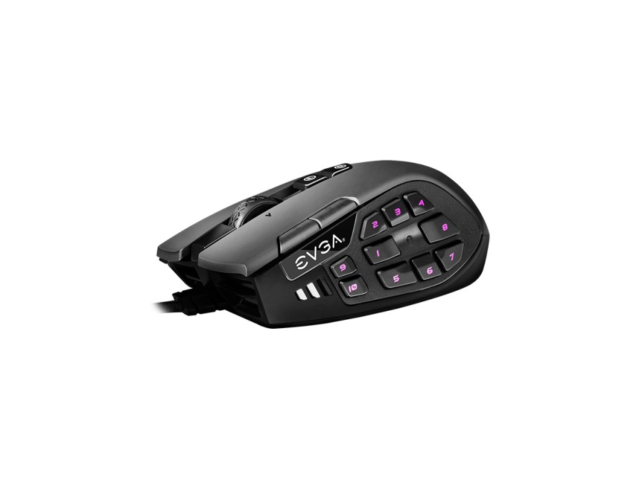 MOUSE EVGA X15 ERGO GAMING, SENSOR HASTA 1600 DPI, ILUMINACION RGB, CON 20 BOTONES, CONEXION USB, COLOR NEGRO  (904-W1-15BK-K3)