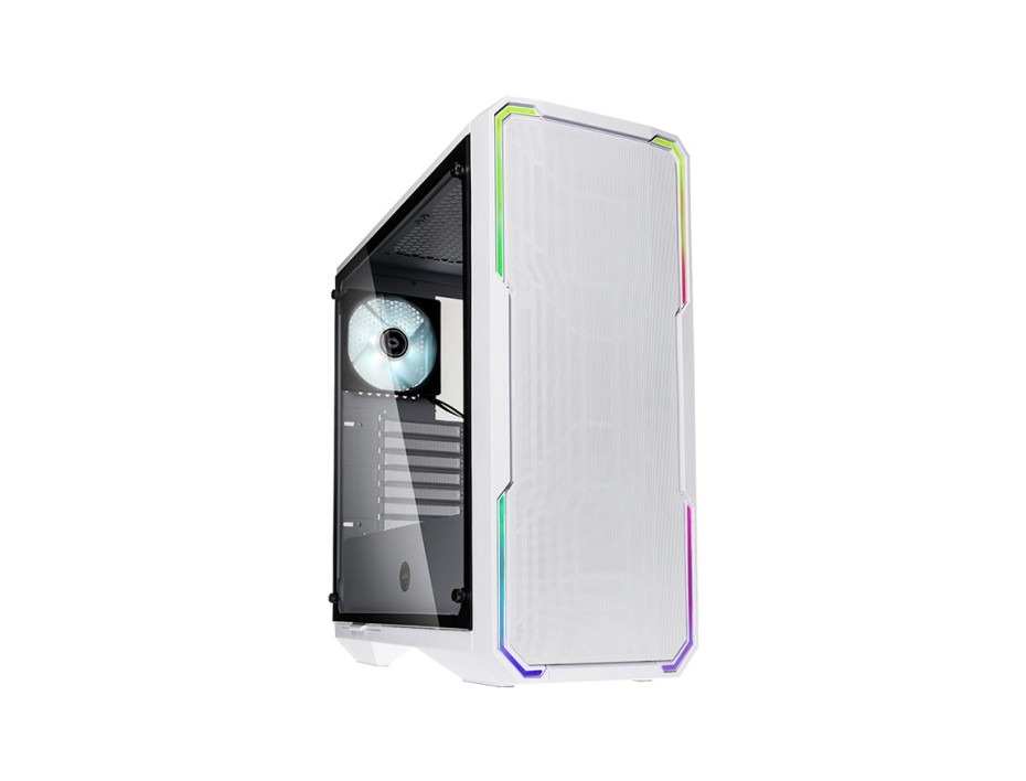 CASE BITFENIX ENSO MESH BLK SIN FUENTE, CON PANEL LATERAL DE VIDRIO TEMPLADO, 1 VENTILADOR,  ILUMINACION FRONTAL LED RGB, BLANCO(BFC-ESM-150-WWWGK-4A)